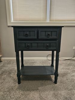Navy/Gray 4 Drawer Side Table w/Shelf