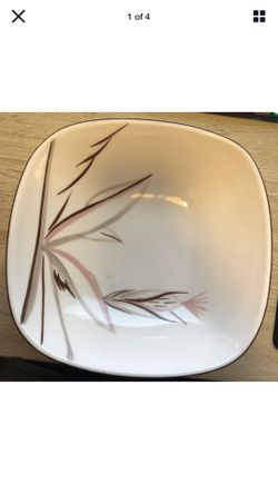 Mid Century Winfield Ware Dragon Flower Square Vegetable Bowl