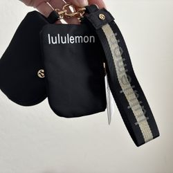 Dual Pouch Wristlet Metallic Wordmark