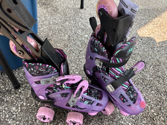 Kids Adjustable Roller Skates Purple Pink