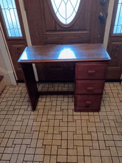 Solid wood desk with glass top/34x14x28 inches