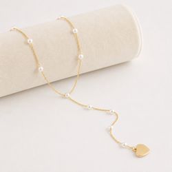 Gold Pearl Beaded Belly Chain with Heart Charm – NEW