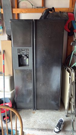 Black Side-by-Side Refrigerator with Ice Dispenser