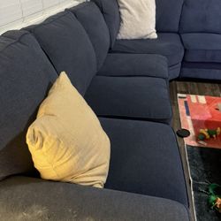 Navy Blue L Shaped Sleeper Sectional