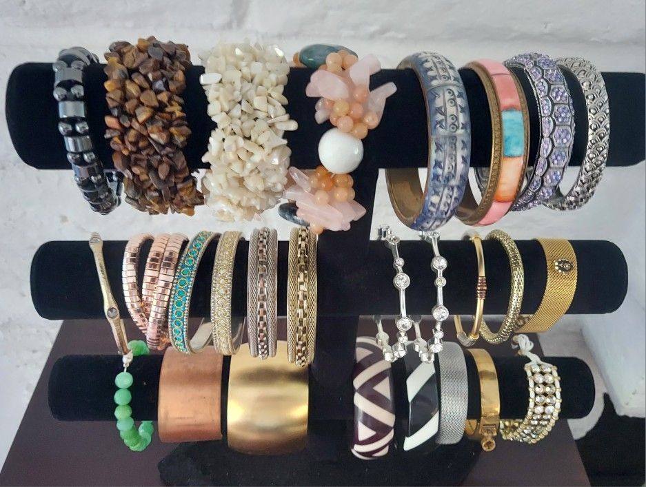 Selection of Bangle & Natural Stone Bracelets. $5 each.