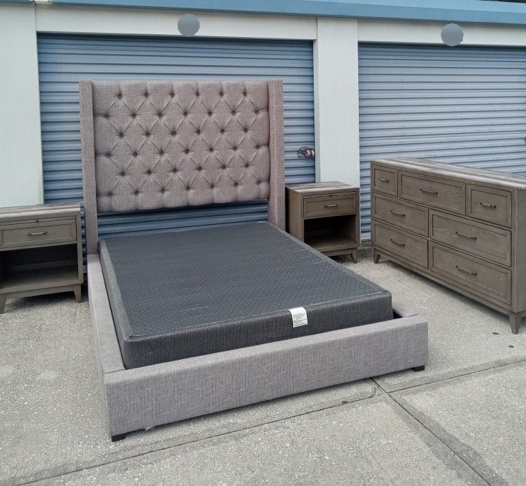 Gray Queen Bedroom Furniture Dresser Set