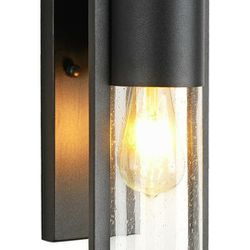 Outdoor Dusk to Dawn Wall Lights with Photocell Modern Farmhouse Porch Light Waterproof Exterior Wall Lantern Black with Seed Glass, Sensor Outside la
