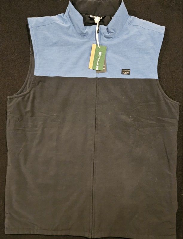 Travis Mathew NWT Men's Top of the Line Golf Vest Blue/Black Size XL