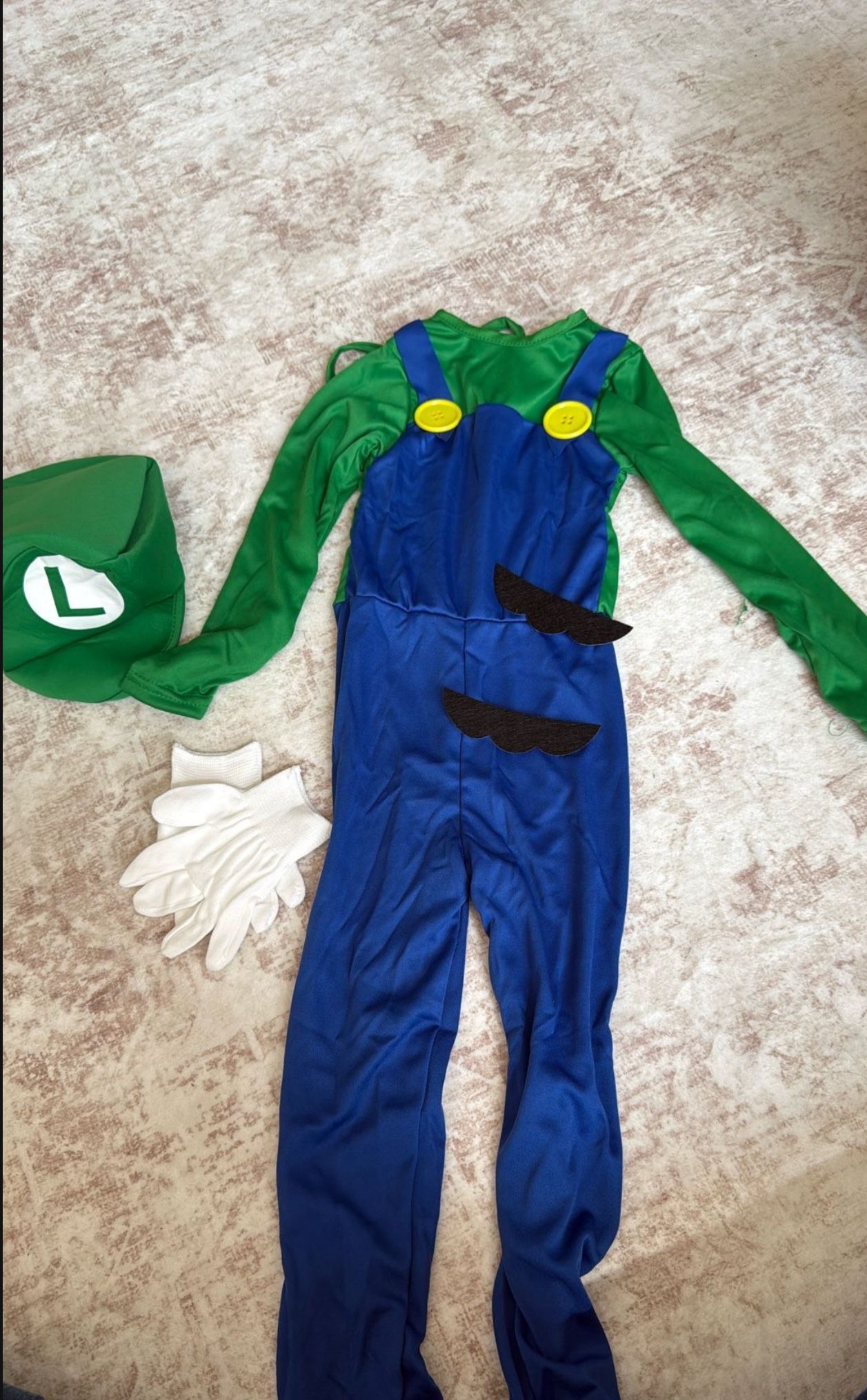 Luigi Kids Costume,Children Jumpsuit Plumber Outfits with Hat Mustache for Halloween Cosplay.