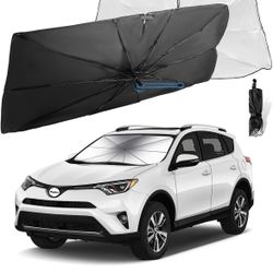 Moyidea Car Windshield Sun Shade - Foldable Umbrella Reflective Sunshade for Car Front Window Block UV Rays and Heat Car Visor Keep Vehicle Cool Cover