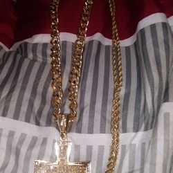 Stainless Steel Chain And Cross ICEDOUT...$75 COMES WITH 2 CHAINS.... JUST IN CASE YOU WANNA SWITCH UP THE MOOD!!! $75.00