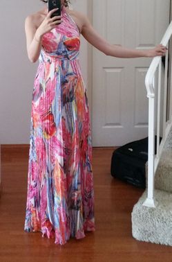 Halter top pleated floral dress