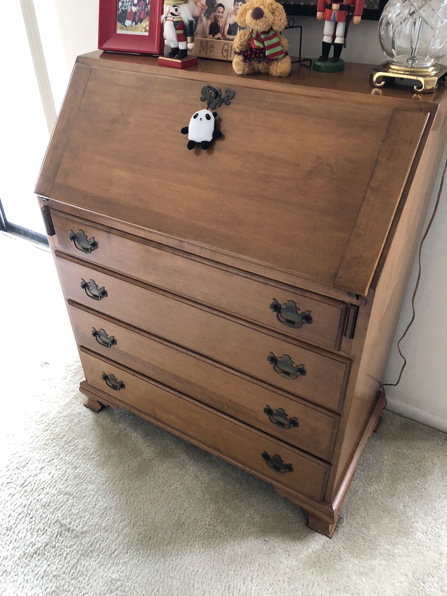 Antique cherry writing desk and matching bookcase