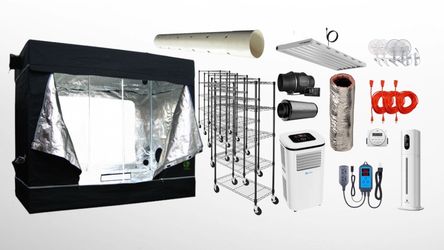 Grow Room Kit Premium Package 120L 6500K Fluorescent Light Growing Tent with Humidifier, AC, Exhaust/Intake Fan, Carbon Filter, Moving Shelves