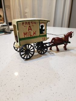 Vintage Cast Iron Milk Horse Cart