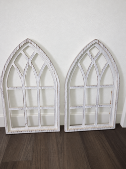 Set of 2 Cathedral Window Wall Decor – Farmhouse / Coastal