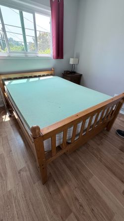Wooden full trundle bed with twin, mattresses included