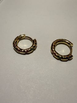 Dainty Multi-Stone Gold Huggie Earrings – New