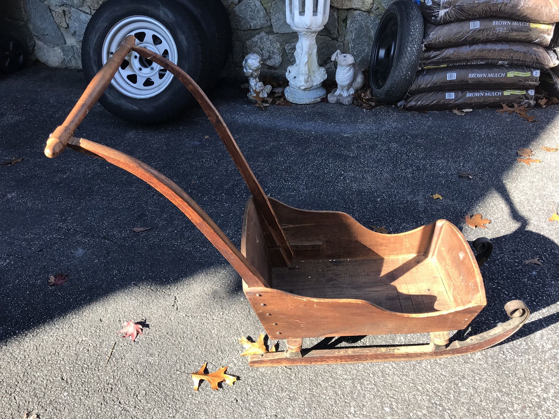 Antique Child’s Wooden Push Sleigh