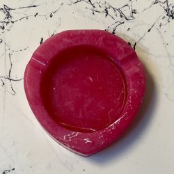 Hot Pink & White Resin Ashtray | Bold Color Decor Collectible