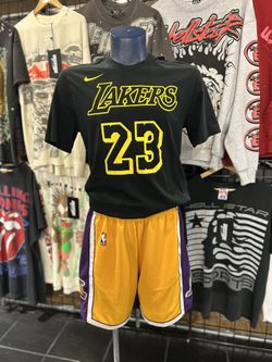 Nike Los Angeles Lakers LeBron James Jersey T Shirt And Shorts Set Size Medium 