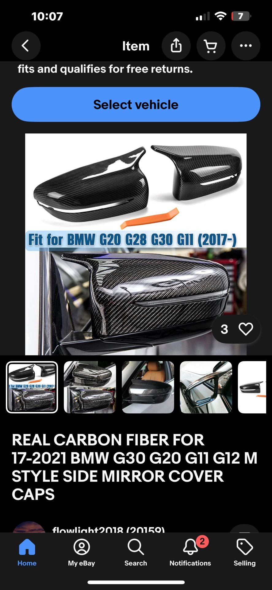 carbon fiber mirror cover caps