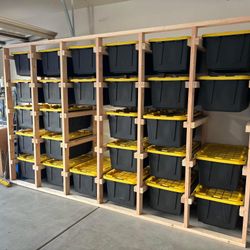 Custom-Built Garage Tote Storage Rack – ANY Size or Configuration