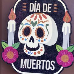 Dia De Los Muertos Sugar Skull Hanging Sign