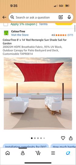 ColourTree 8x14 Red Rectangle Sun Shade Sail