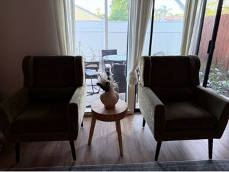 Olive green couch chairs