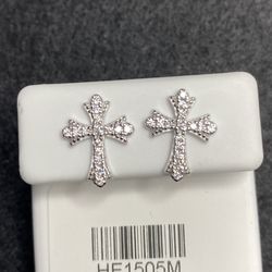 925 Silver Moissanite Diamond Earrings Cross 