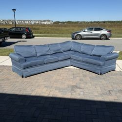 Free Delivery- Blue Fabric Sectional Couch