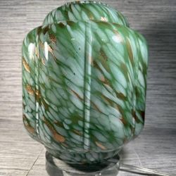 Beautiful Murano Style Jade Pearl And Gold Glass Lamp