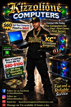 Get your computer fixed for $60 or Buy a laptop from me for $80-$100 with 30 day warranty included