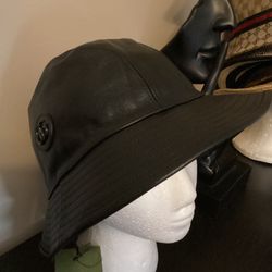 Gucci Black  Leather Bucket Hat