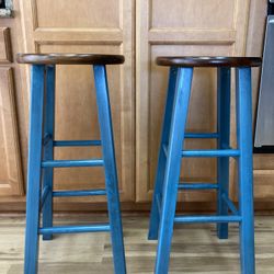 Two Teal Bar Stools 29”