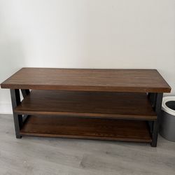 Dark Wood & Black Metal Console Table / TV Stand