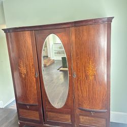 Armoire Wardrobe Stunning Inlaid Mahogany Antique 