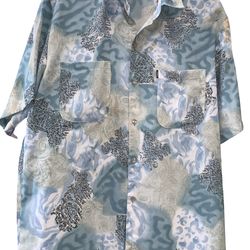 Boo Sung Apex Hues of Blue Vintage Men’s Shirt Size LLL
