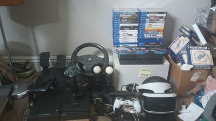 Huge Sony PS4 Lot Psvr Racing Wheel Flight Stick 56 Games Controllers Vr PlayStation 4