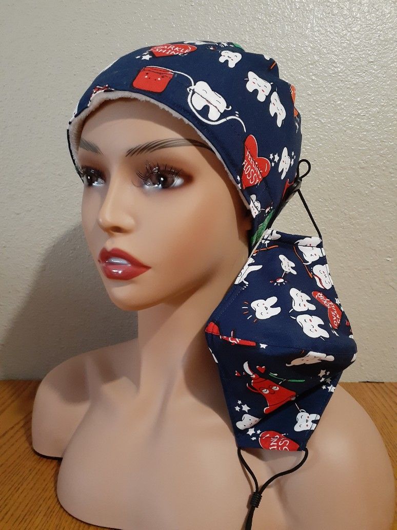 SCRUB HAT /Hygienist/ Dental / Unisex Surgical Scrub Hat Set With Sweatbands And Buttons