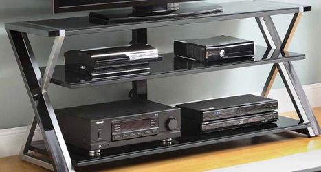 Glass and metal Entertainment center with flat screen tv mount
