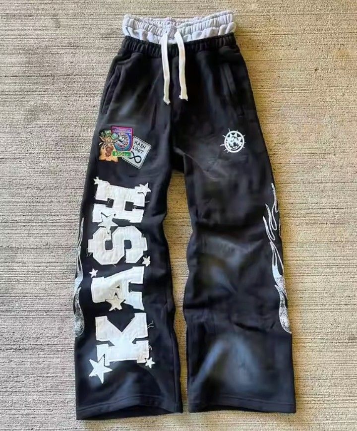 KASH Black Graphic Sweatpants