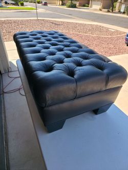 Black Leather Ottoman