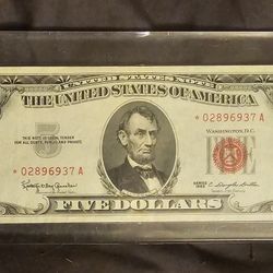 Uncirculated 1963 $5 Red Seal STAR NOTE
