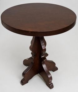 Round Wood Pedestal Accent Table