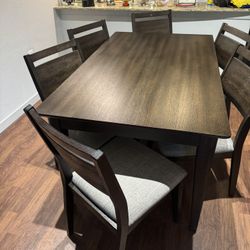 Moving, Solid Wood Dining Table With 6 Chairs 