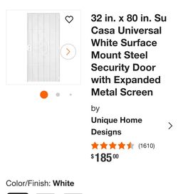 Su Casa 31" x 80" White Steel Security Door with Expanded Metal Screen