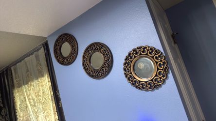 Set of 3 Decorative Wall Mirrors – Bronze Finish