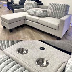 Sofa Chaise With Cup Holders🇺🇸‼️ No Credit Needed Financing